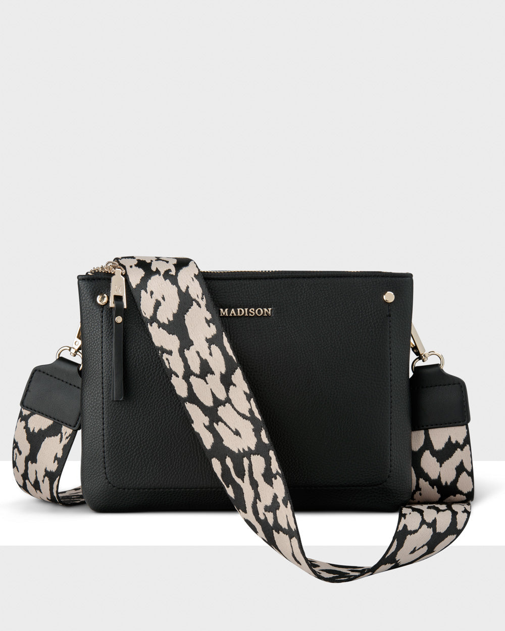 Charlotte Double Zip Crossbody Bag + Leopard Bag Strap-PEROZ Accessories