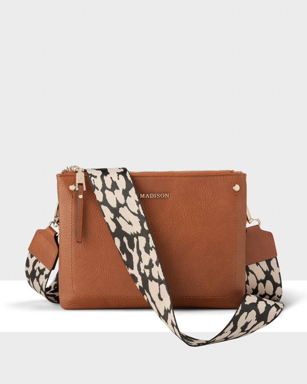 Charlotte Double Zip Crossbody Bag + Leopard Bag Strap-PEROZ Accessories