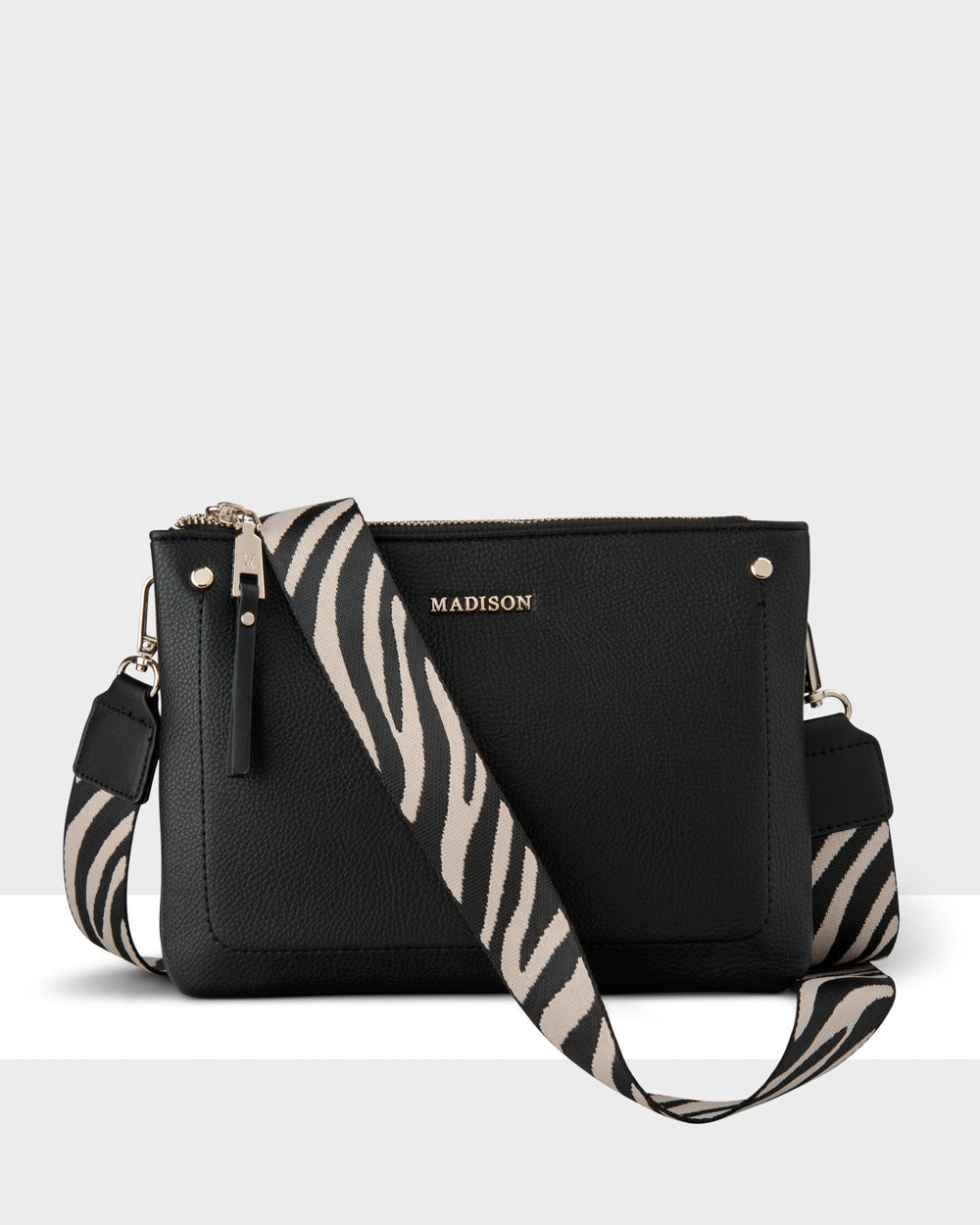 Charlotte Double Zip Crossbody Bag + Zebra Bag Strap-PEROZ Accessories