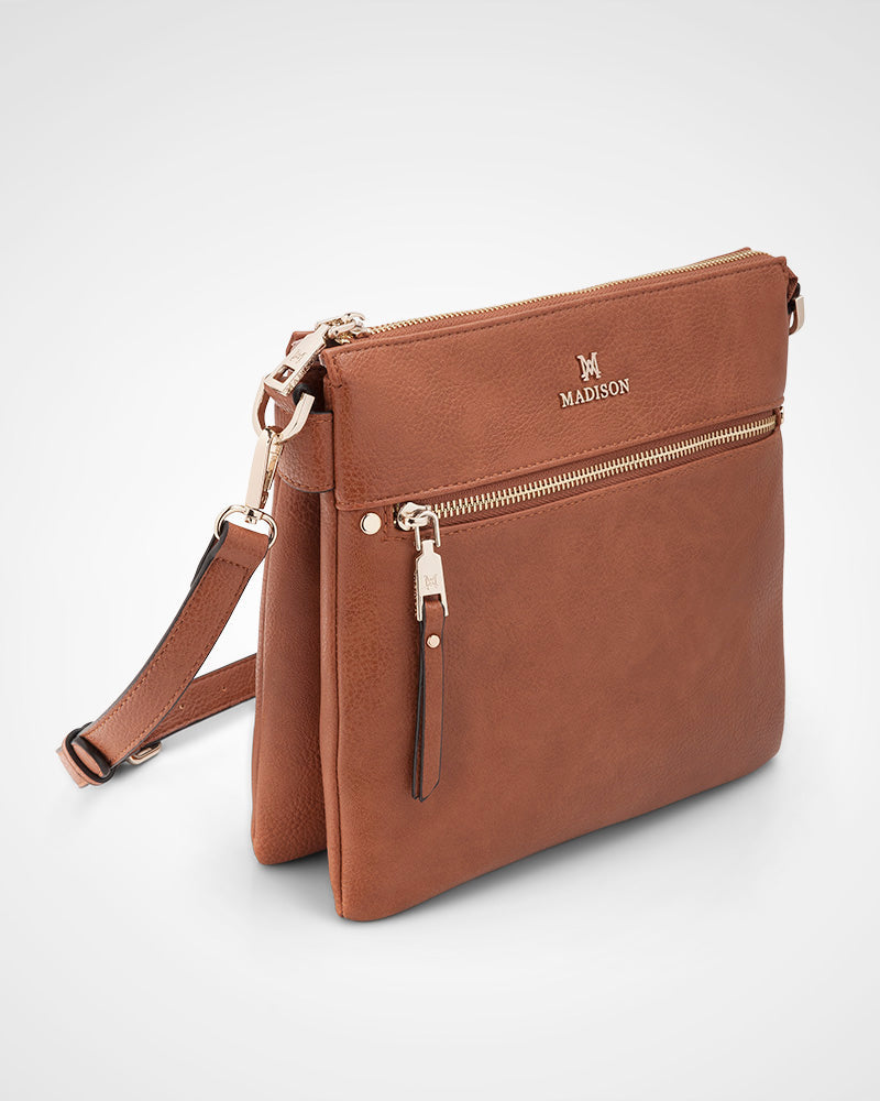 Renee Zip Top 2 Compartment Crossbody Bag-PEROZ Accessories