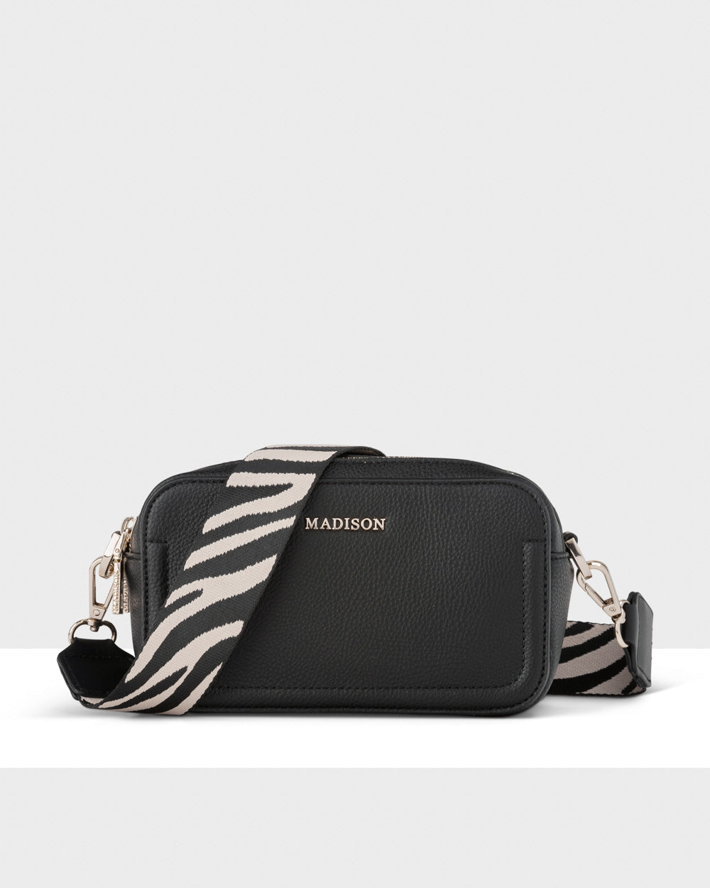 Maddie Double Zip Camera Crossbody Bag + Zebra Bag Strap-PEROZ Accessories