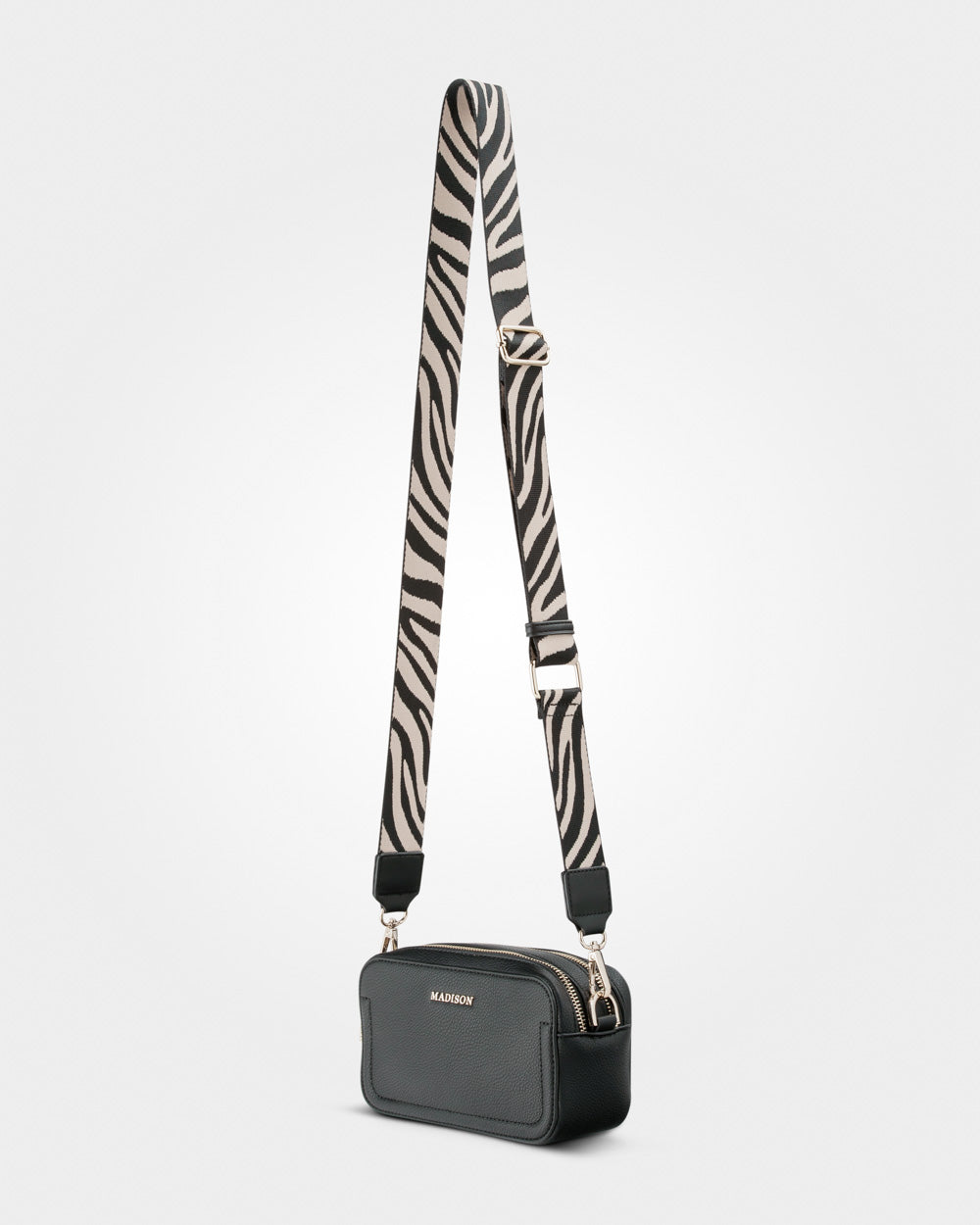 Maddie Double Zip Camera Crossbody Bag + Zebra Bag Strap-PEROZ Accessories