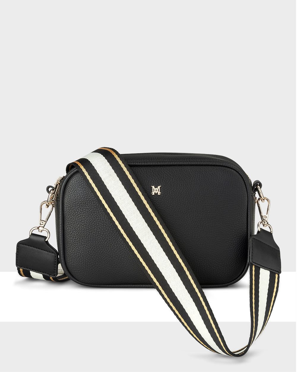 Monica Camera Crossbody Bag + Metallic Stripe Bag Strap-Handbags-PEROZ Accessories