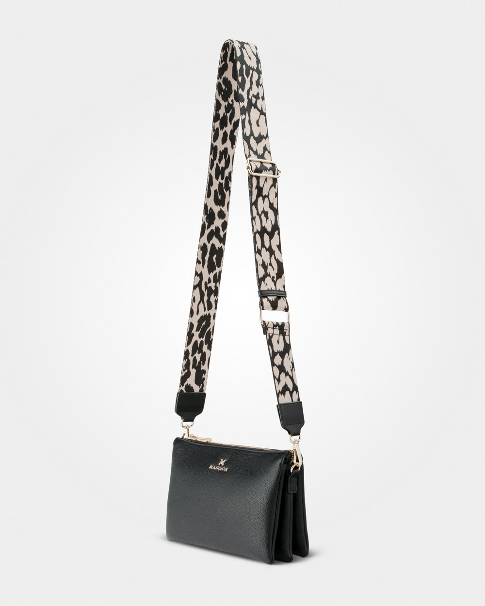 Avery 3 Compartment Crossbody Bag + Leopard Bag Strap-Handbags-PEROZ Accessories