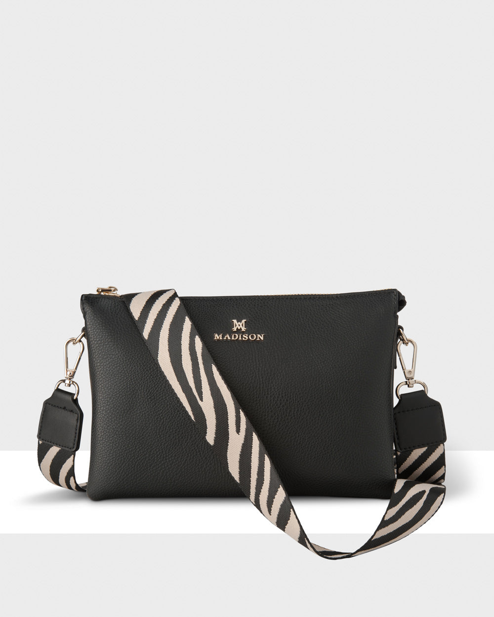 Avery 3 Compartment Crossbody Bag + Zebra Bag Strap-Handbags-PEROZ Accessories