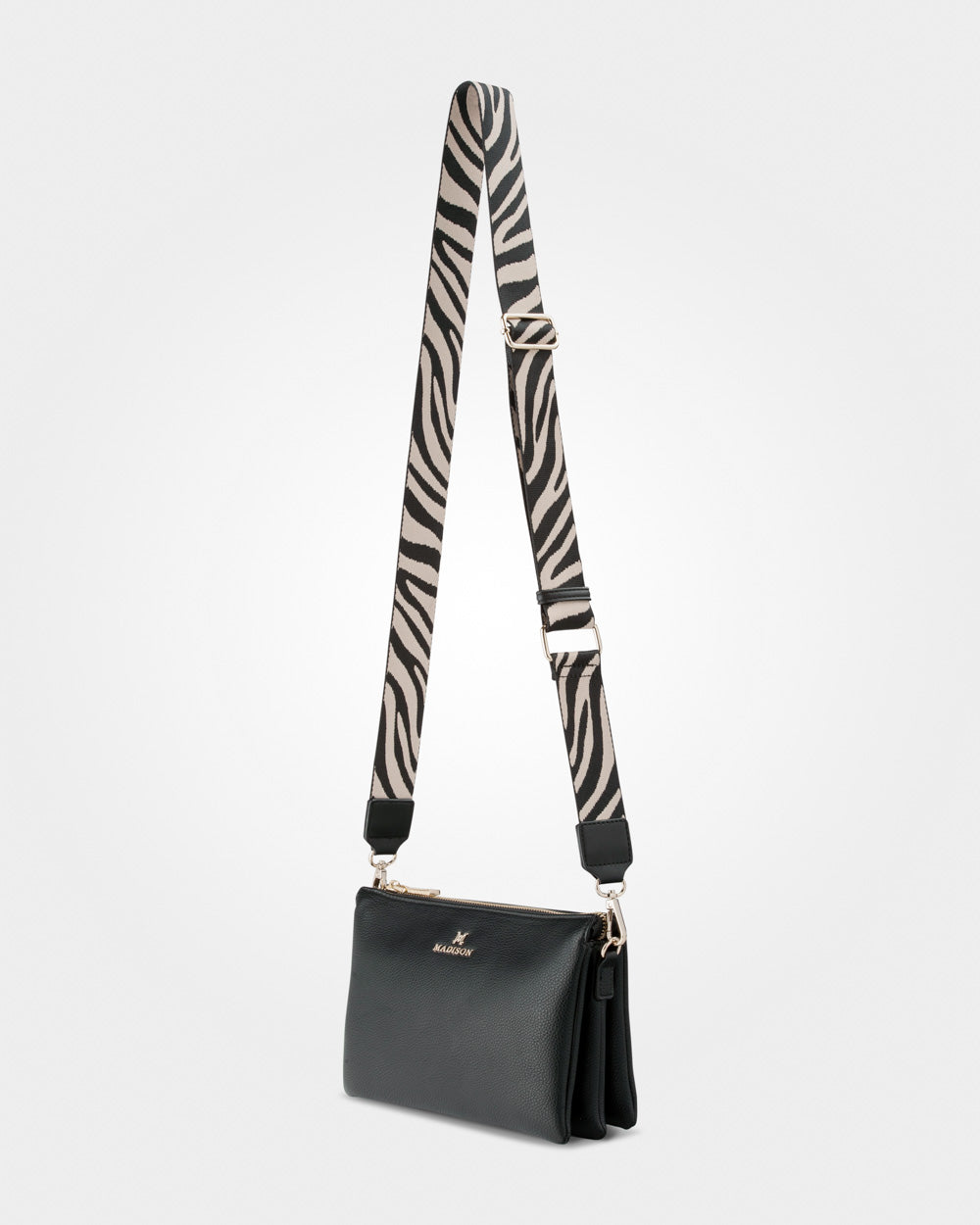 Avery 3 Compartment Crossbody Bag + Zebra Bag Strap-Handbags-PEROZ Accessories