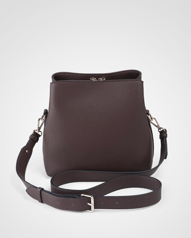 Joanie 3 Compartment Crossbody Bucket Bag + Plait Strap-PEROZ Accessories