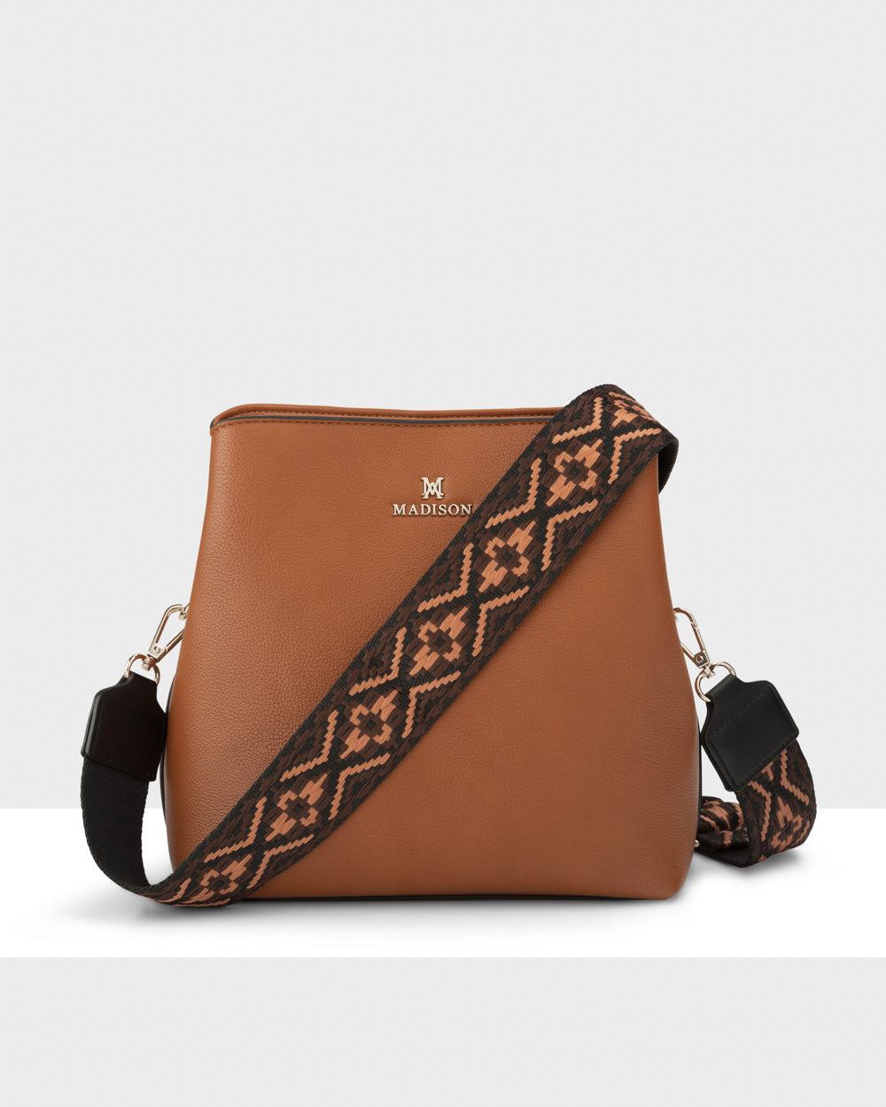 Joanie 3 Compartment Crossbody Bucket Bag + Aztec Bag Strap-PEROZ Accessories