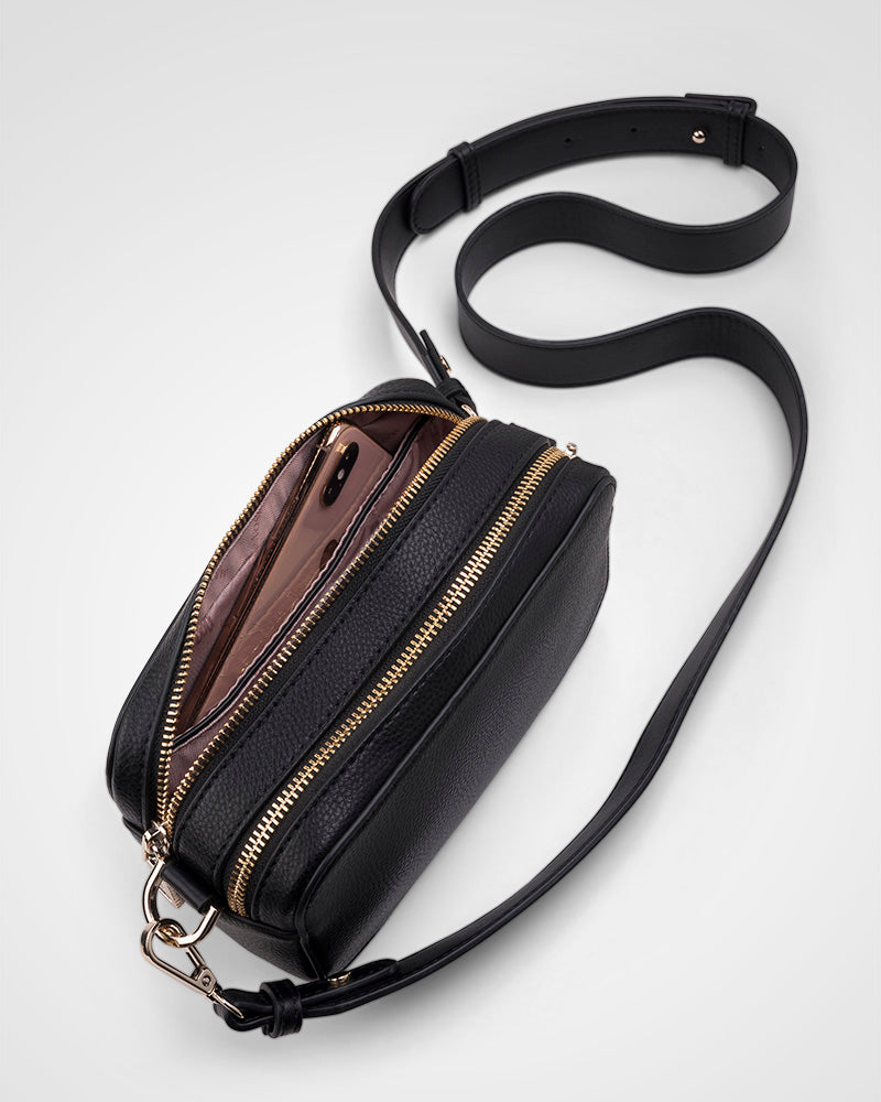 Maddie Double Zip Camera Crossbody Bag + Stripe Bag Strap-PEROZ Accessories