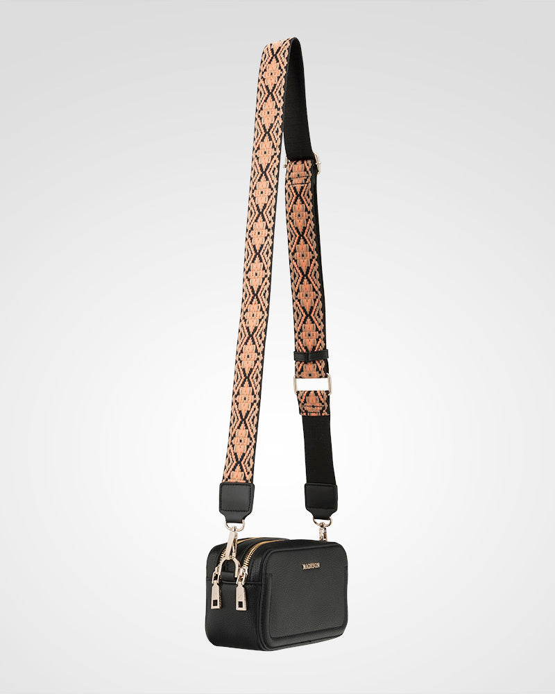 Maddie Double Zip Camera Crossbody Bag + Aztec Bag Strap-PEROZ Accessories