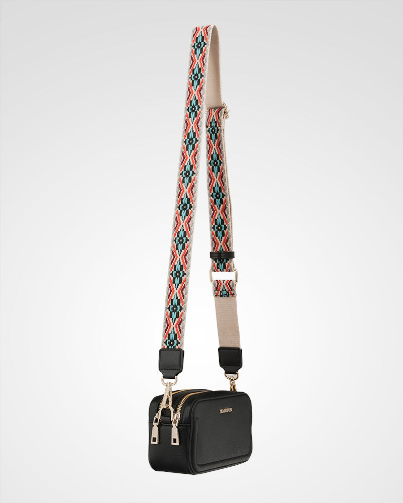 Maddie Double Zip Camera Crossbody Bag + Aztec Bag Strap-PEROZ Accessories