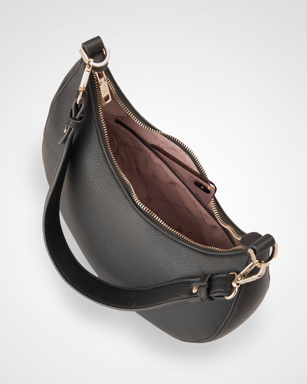 Pia Crescent Shoulder Bag With Crossbody Strap-PEROZ Accessories