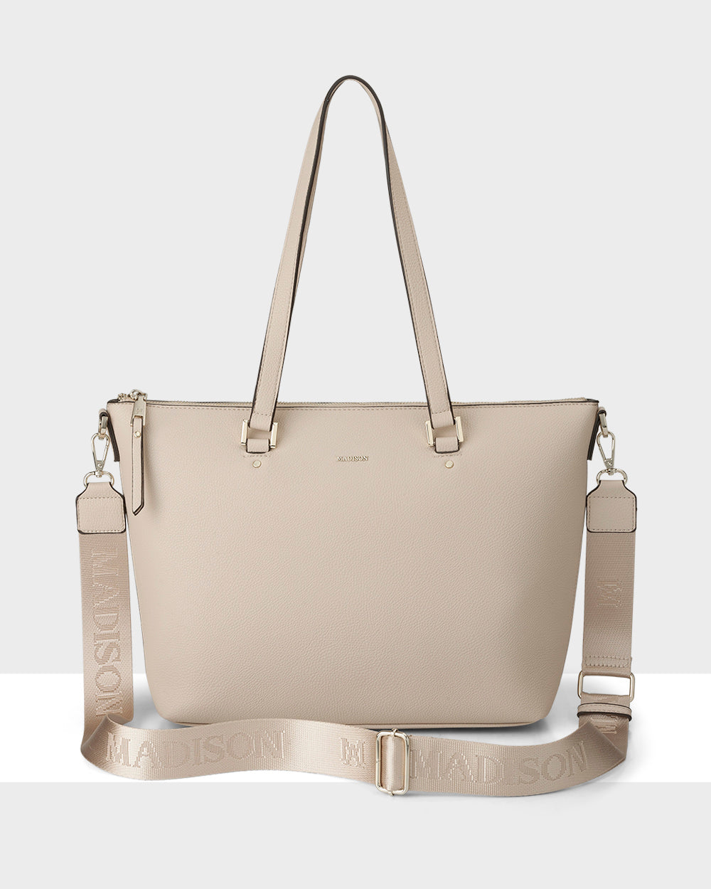 Vivian Medium Zip Top Tote With Monogram Strap-Handbags-PEROZ Accessories