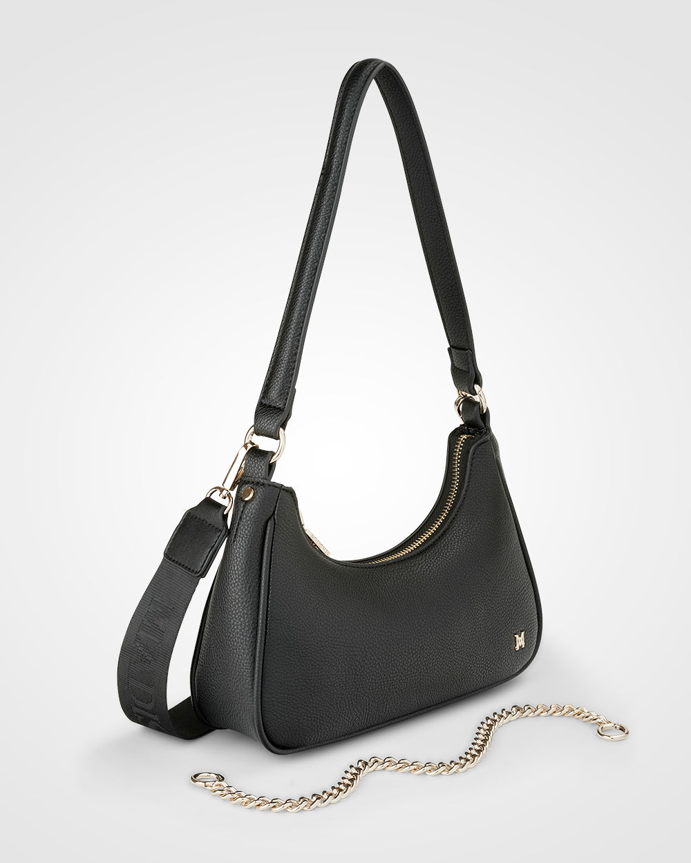 Kaylee Small Shoulder Bag With Chain, Short Strap &amp; Monogram Crossbody-Handbags-PEROZ Accessories