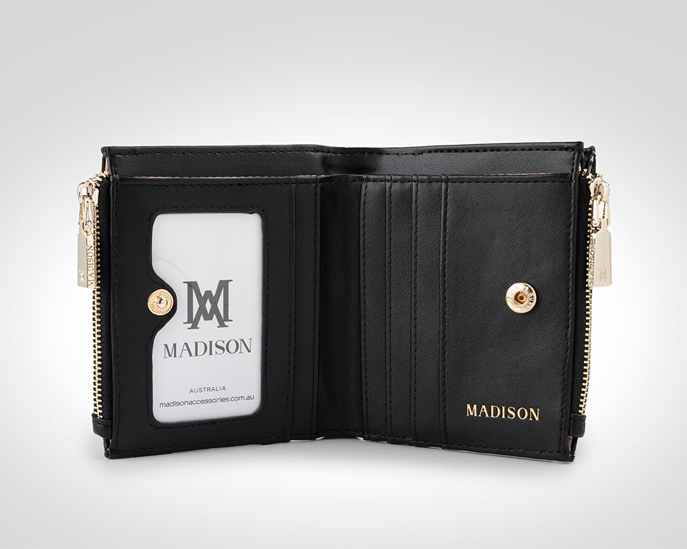 Arabella Small Double Zip Pocket Wallet-Wallets-PEROZ Accessories