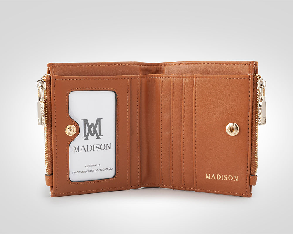 Arabella Small Double Zip Pocket Wallet-PEROZ Accessories