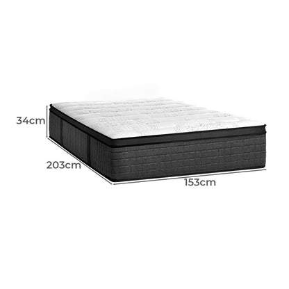 BEDRA BEDDING Latex Foam Mattress Queen Bed 9 Zone Pocket Spring 34cm Thickness-Mattresses-PEROZ Accessories