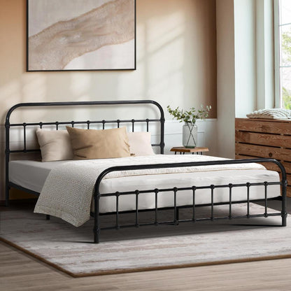 Oikiture Metal Bed Frame Double Size Bed Base Platform-Metal Bed Frames-PEROZ Accessories