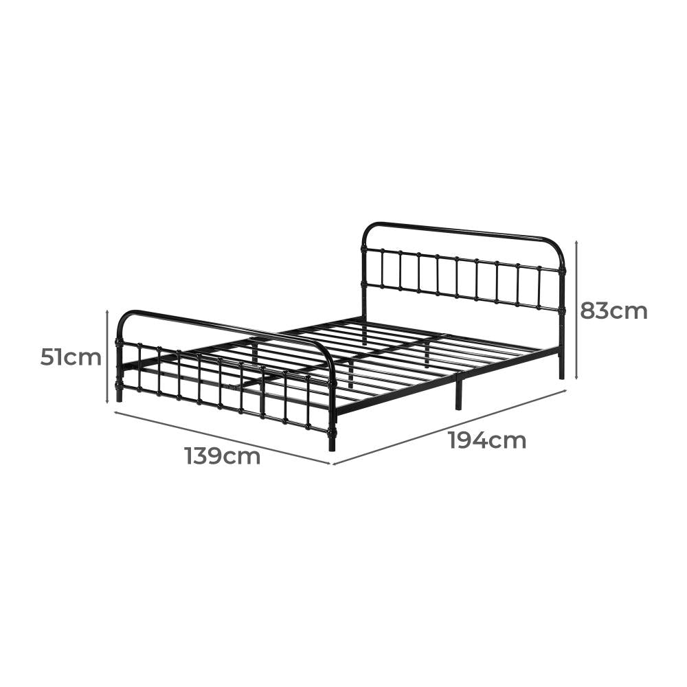 Oikiture Metal Bed Frame Double Size Bed Base Platform-Metal Bed Frames-PEROZ Accessories