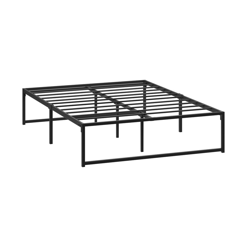 Oikiture Metal Bed Frame Double Size Beds Platform Black-Metal Bed Frames-PEROZ Accessories