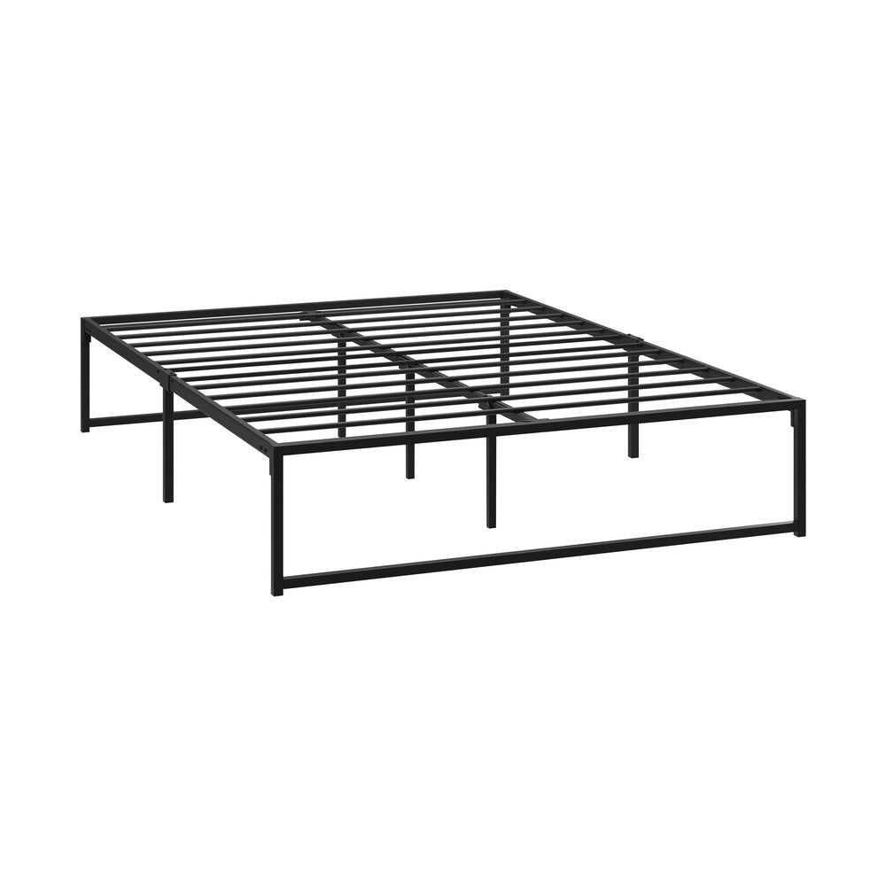 Oikiture Metal Bed Frame Queen Size Beds Platform Black-Metal Bed Frames-PEROZ Accessories