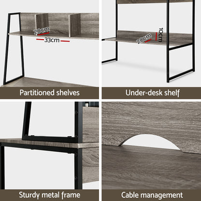 Artiss Computer Desk Bookshelf Storage Grey 100CM-Office Desks-PEROZ Accessories