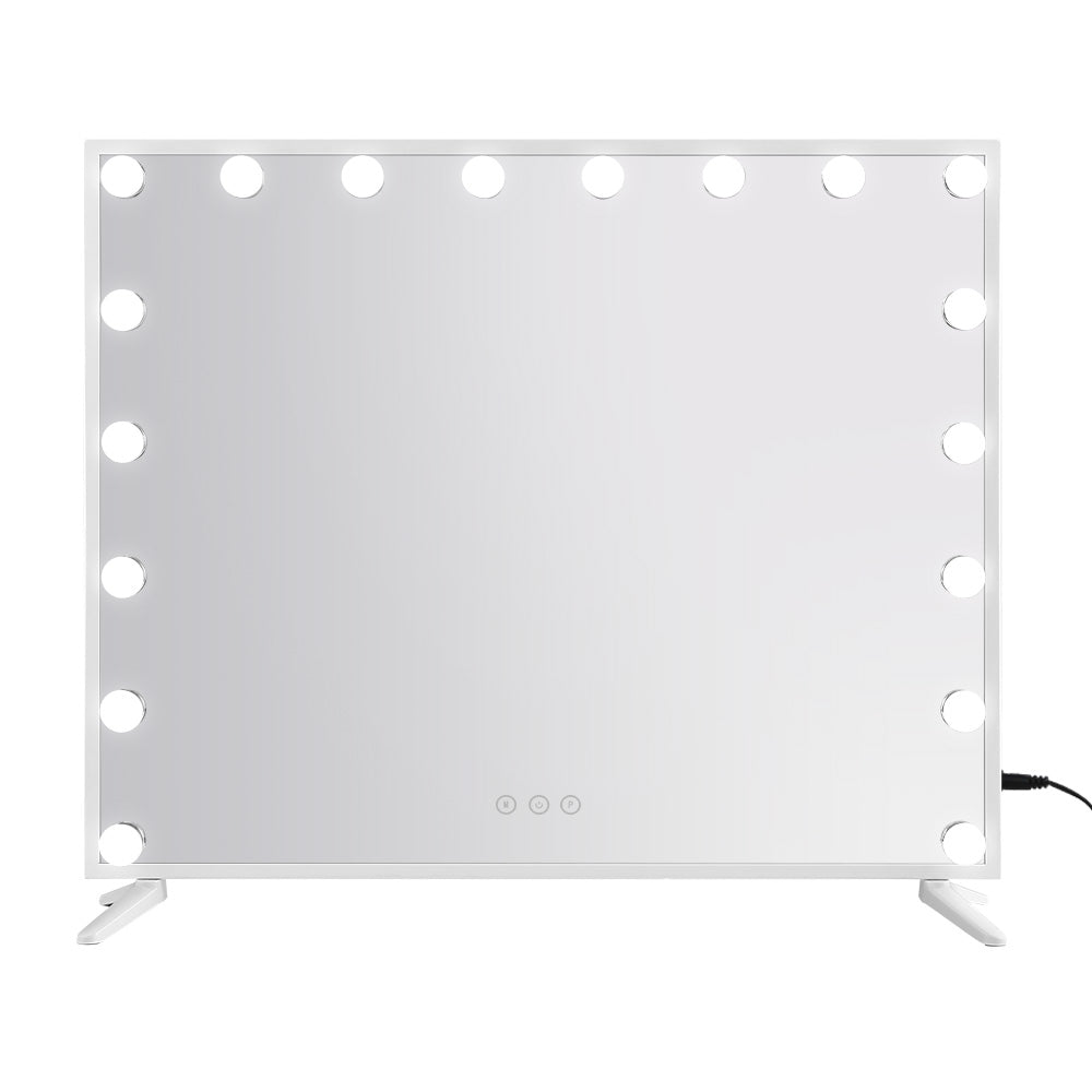 80x65cm Embellir Makeup Mirror Hollywood Vanity with LED Light White Frame-Makeup Mirrors-PEROZ Accessories