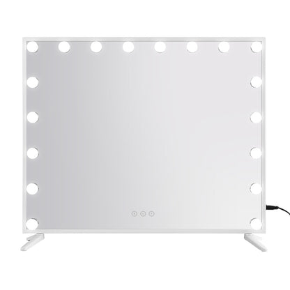 80x65cm Embellir Makeup Mirror Hollywood Vanity with LED Light White Frame-Makeup Mirrors-PEROZ Accessories