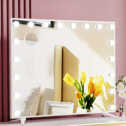 80x65cm Embellir Makeup Mirror Hollywood Vanity with LED Light White Frame-Makeup Mirrors-PEROZ Accessories