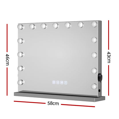 Embellir Bluetooth Makeup Mirror 58X46cm Hollywood with Light Dimmable 15 LED-Furniture &gt; Bathroom-PEROZ Accessories