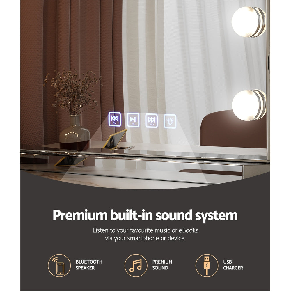 Embellir Bluetooth Makeup Mirror 58X46cm Hollywood with Light Dimmable 15 LED-Furniture &gt; Bathroom-PEROZ Accessories