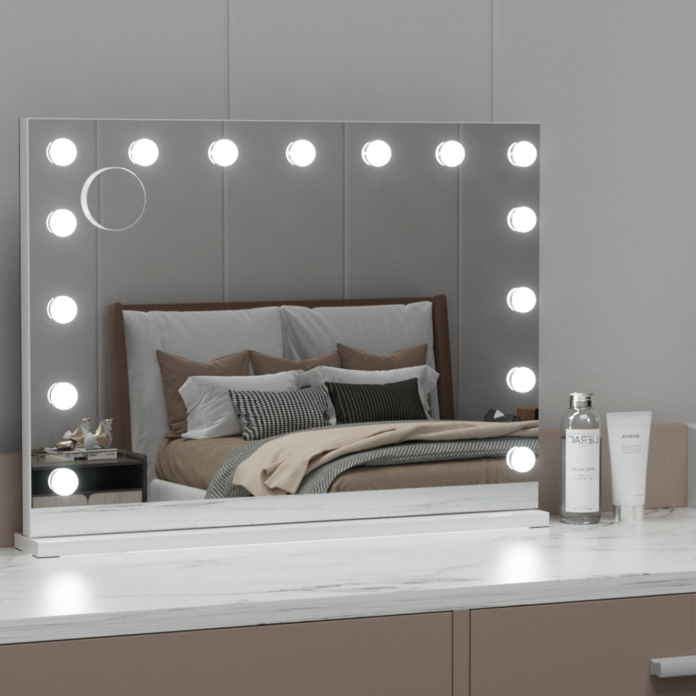 Embellir Bluetooth Makeup Mirror 80x58cm Hollywood Vanity with LED Light Wall-Makeup Mirrors-PEROZ Accessories