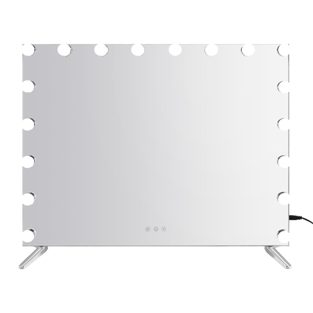 80x65cm Embellir Makeup Mirror Hollywood Vanity with LED Light Silver Legs-Makeup Mirrors-PEROZ Accessories