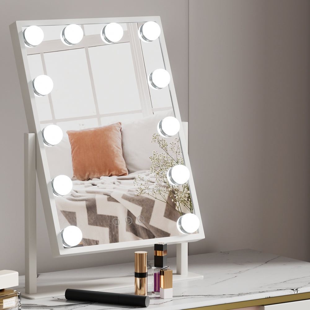 Embellir Makeup Mirror 30x41cm Hollywood Vanity with LED Light Rotation Tabletop-Health &amp; Beauty &gt; Makeup Mirrors-PEROZ Accessories