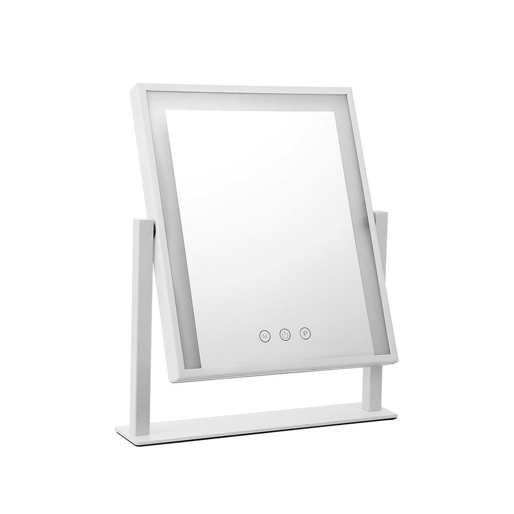 Embellir Makeup Mirror 25x30cm Hollywood Vanity with LED Light Rotation White-Makeup Mirrors-PEROZ Accessories