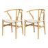 1 Set of 2 Artiss Dining Chairs Wooden Rattan Seat Wishbone Back-Furniture > Dining > Kitchen & Dining Chairs-PEROZ Accessories