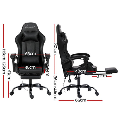 Artiss 2 Point Massage Gaming Office Chair Footrest Black-Furniture &gt; Office-PEROZ Accessories