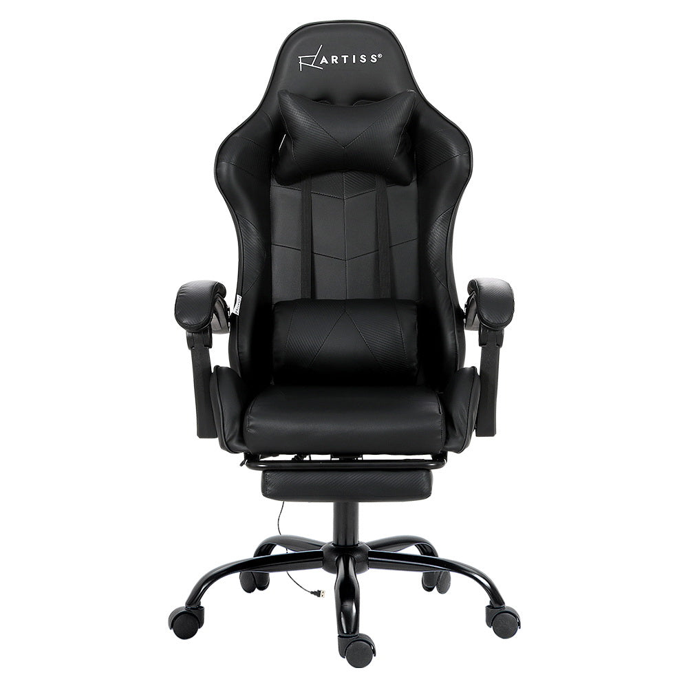 Artiss 2 Point Massage Gaming Office Chair Footrest Black-Furniture &gt; Office-PEROZ Accessories