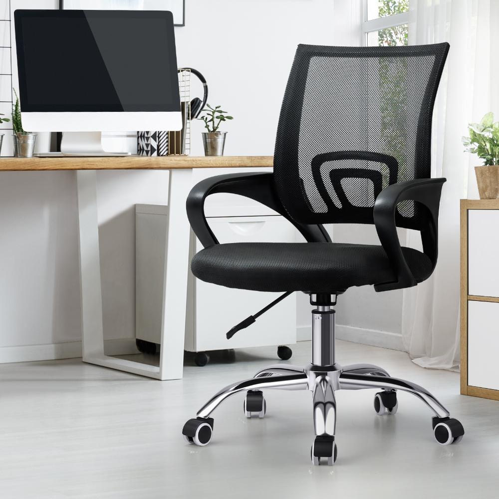 Oikiture Home Office Chair Study Gaming Computer Chairs Racing Mesh Recliner with Casters, Height Adjustable, Swivel, Comfortable Armrests, Brethable Mesh Black-Office Chair-PEROZ Accessories