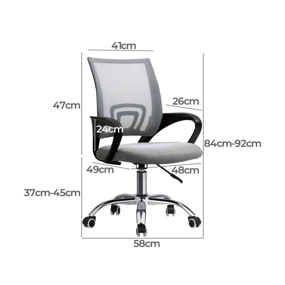 Oikiture Office Chair Computer Chair Gaming Chair with Mesh Backrest and Foam Seat Grey-Office Chairs-PEROZ Accessories