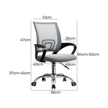 Oikiture Office Chair Computer Chair Gaming Chair with Mesh Backrest and Foam Seat Grey-Office Chairs-PEROZ Accessories