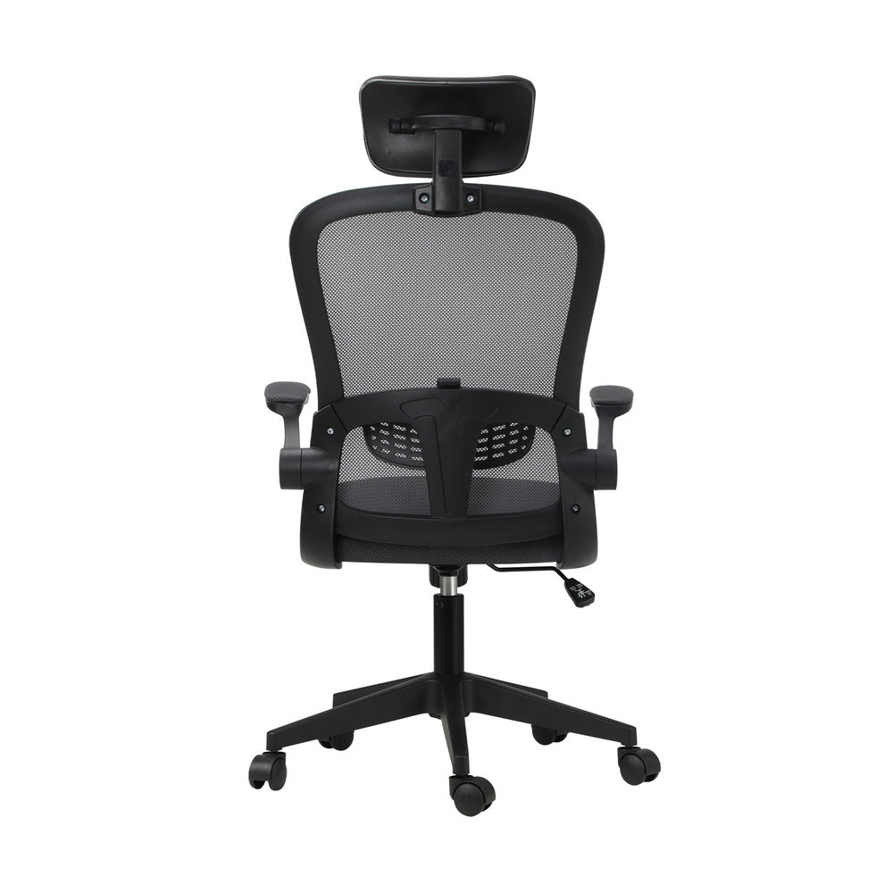 Oikiture Mesh Office Chair Executive Seat Racing Tilt DGY&amp;BK-Office Chairs-PEROZ Accessories