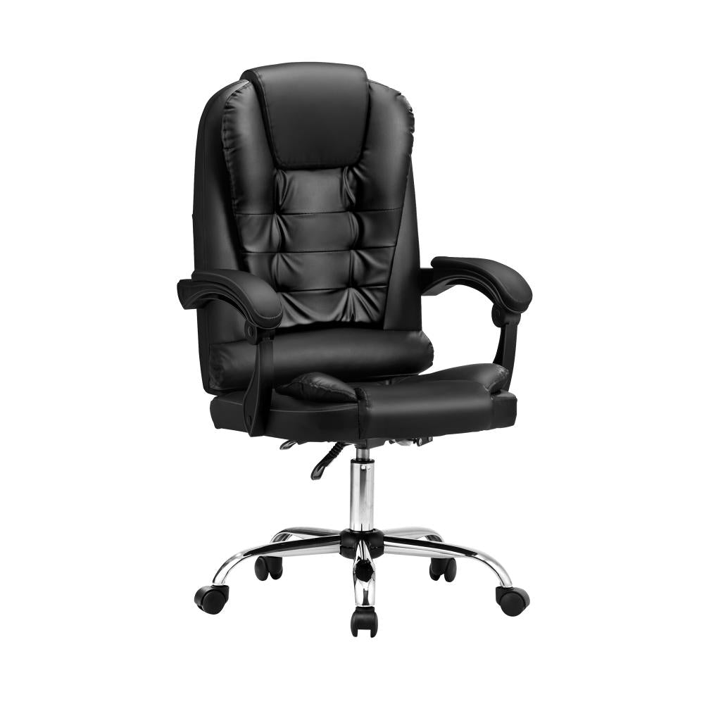 Oikiture Massage Office Chair Racing Chairs PU Leather Black-Massage Office Chairss-PEROZ Accessories