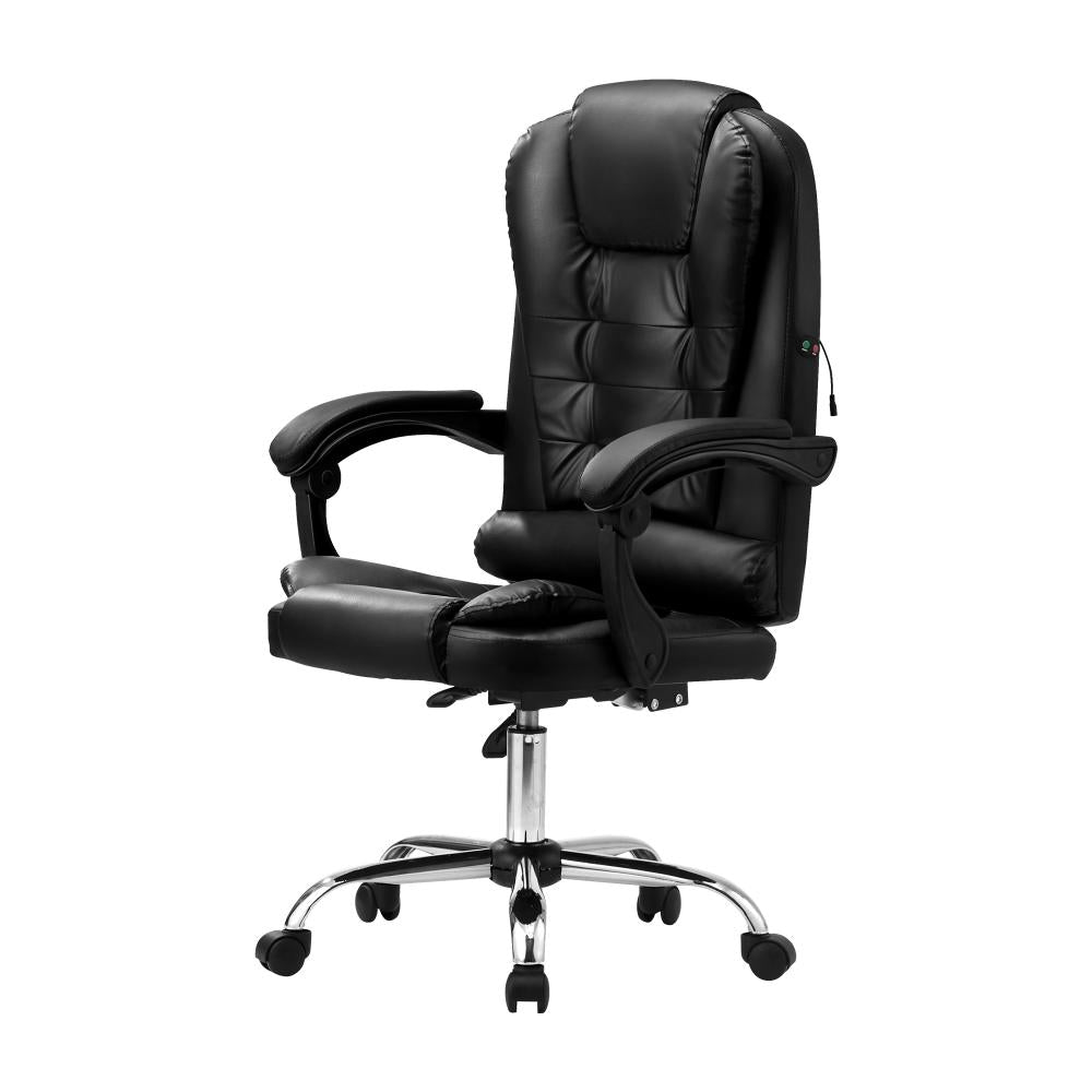 Oikiture Massage Office Chair Racing Chairs PU Leather Black-Massage Office Chairss-PEROZ Accessories