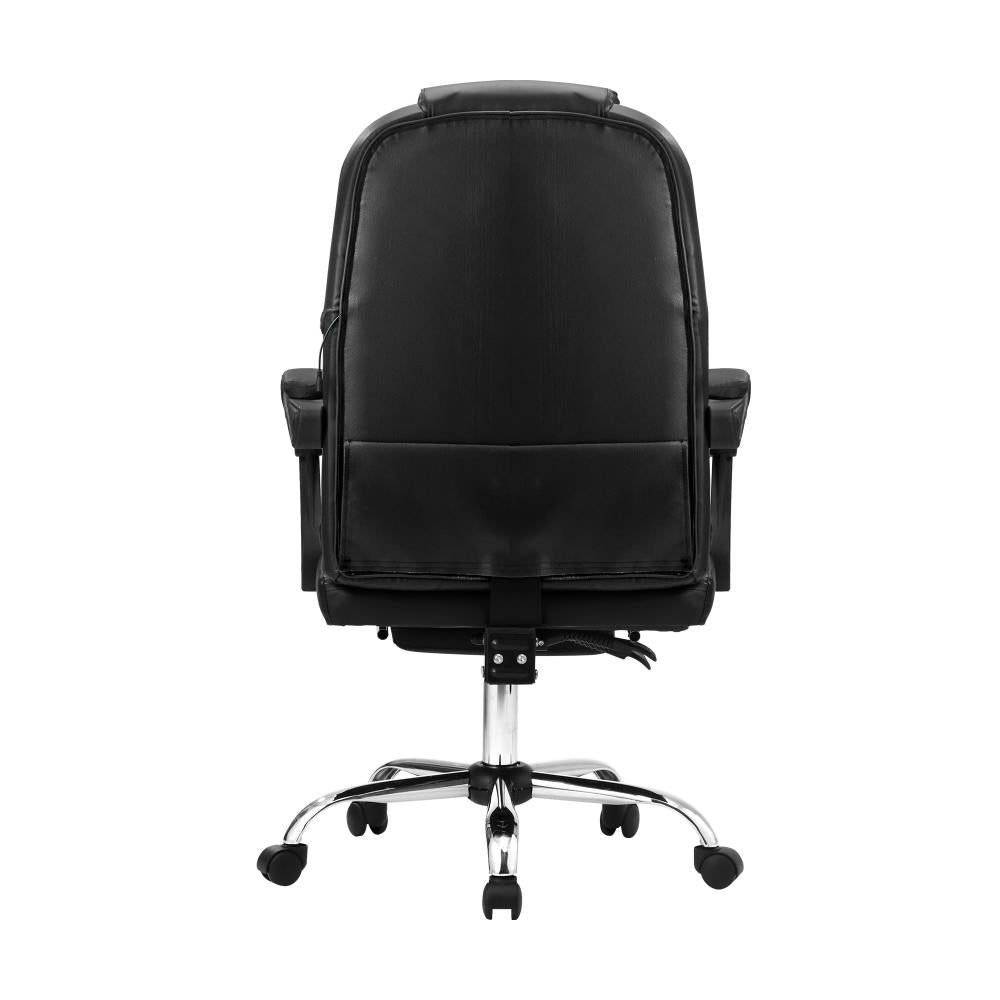 Oikiture Massage Office Chair PU Leather with Footrest Black-Massage Office Chairss-PEROZ Accessories