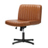 Oikiture Mid Back Office Chair Wide Seat PU Leather Brown-Office Chairs-PEROZ Accessories