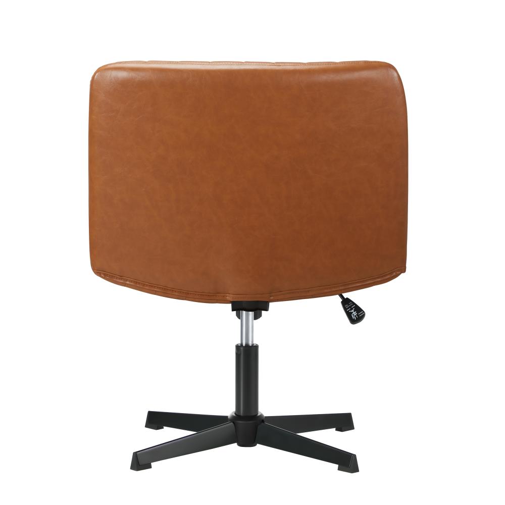 Oikiture Mid Back Office Chair Wide Seat PU Leather Brown-Office Chairs-PEROZ Accessories