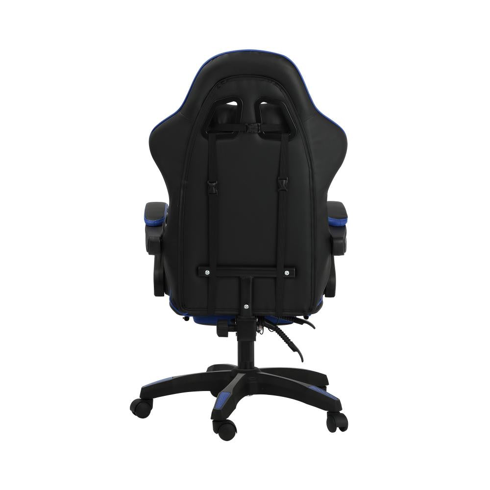 Oikiture Home Gaming Chair Executive Computer Desk Chair with Footrest and Lumbar Pillow Massage Office Chair Black and Blue-Massage Office Chairs-PEROZ Accessories