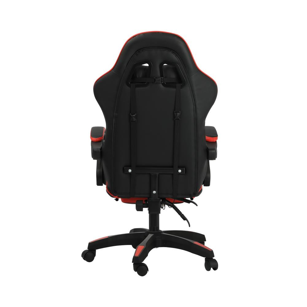 Oikiture Home Gaming Chair Executive Computer Desk Chair with Footrest and Lumbar Pillow Massage Office Chair Black and Red-Massage Office Chairs-PEROZ Accessories