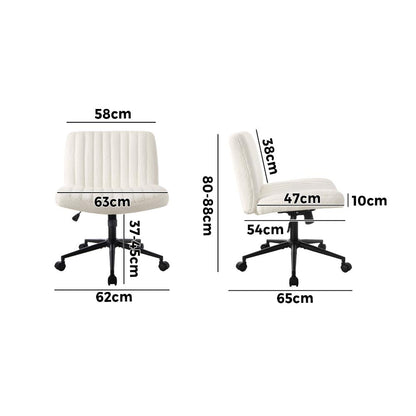 Oikiture Mid Back Office Chair Wide Seat with Wheels Sherpa White-Office Chairs-PEROZ Accessories